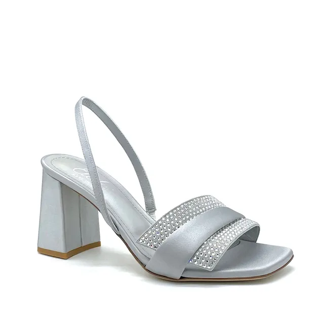 Elata 12180 sandales soie grise strass talon 7,5 cm