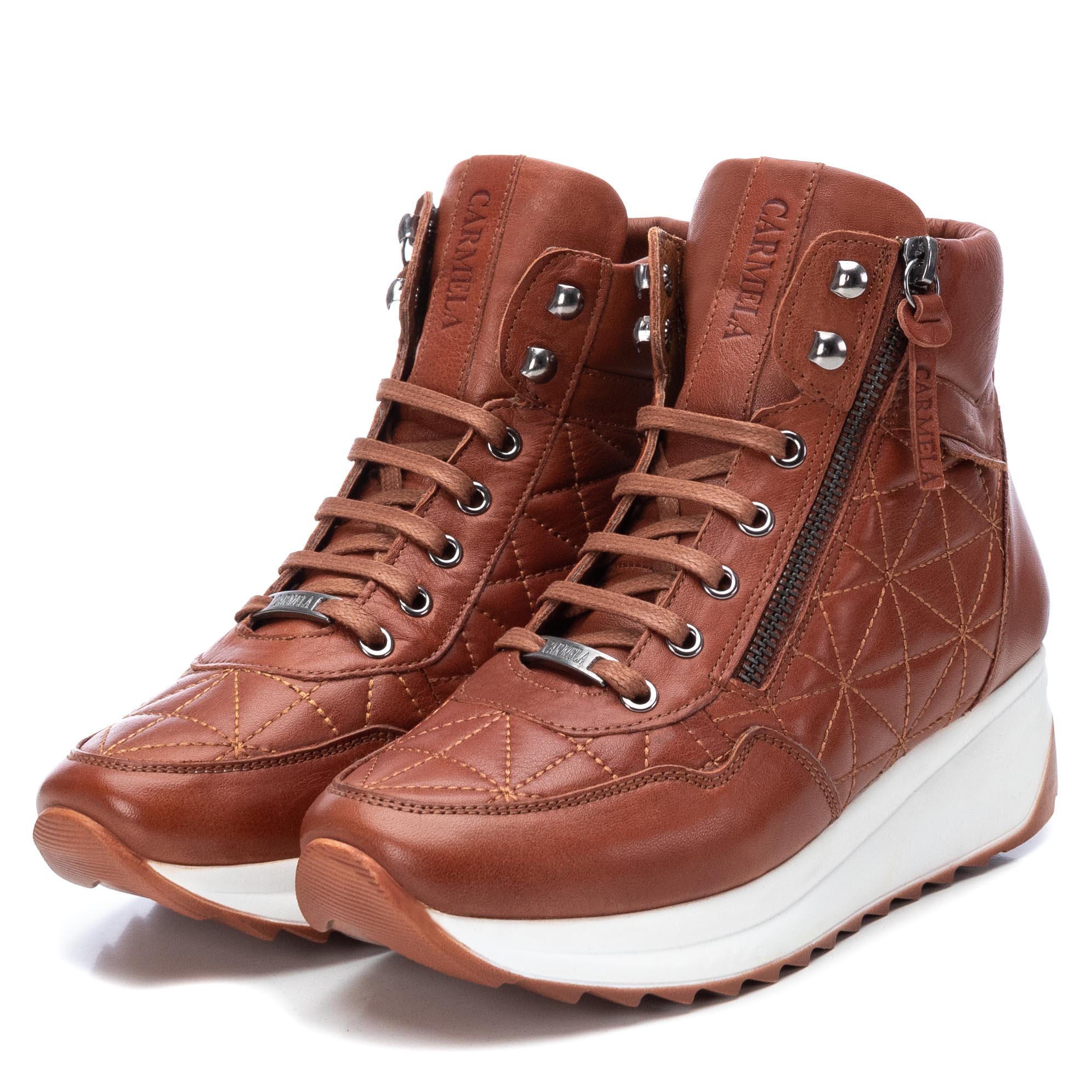 Carmela 16027904 basket cuir marron zip 4 cm