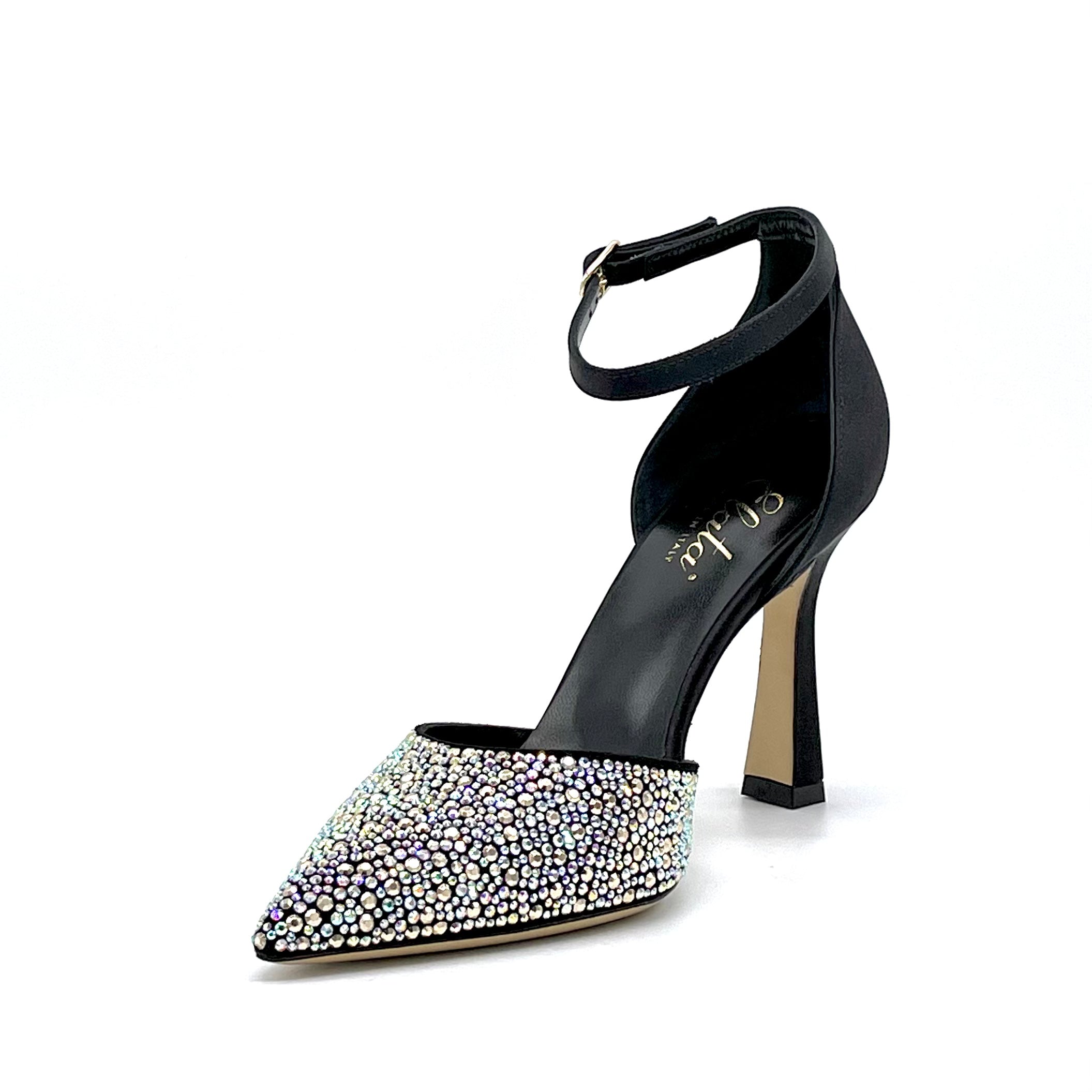 ELATA 13145 escarpins d'orsay soie noire strass