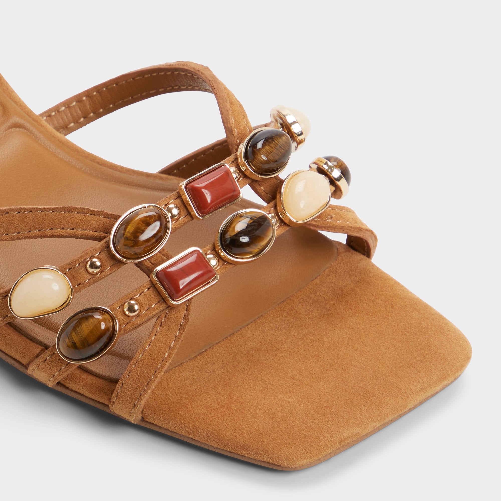 ALDO Jemstone mules talon bloc beige pierres