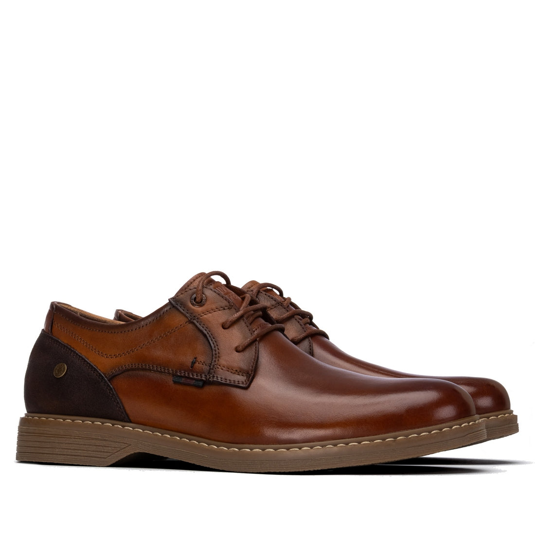 Carmela 16419601 derby homme camel cuir plat