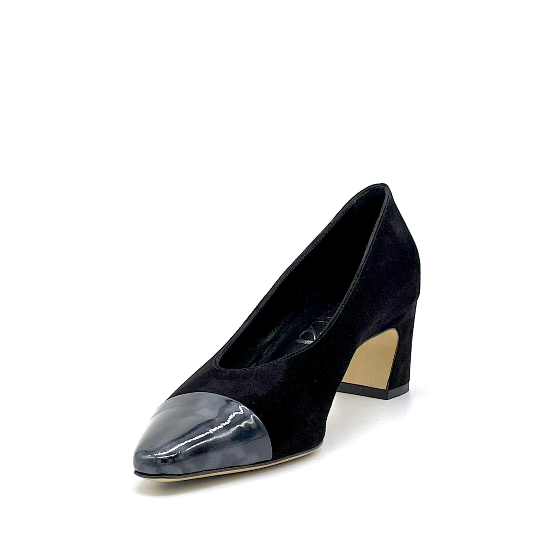 Elata 56516 escarpin daim noir écaille pointure 39 talon 5,5 cm