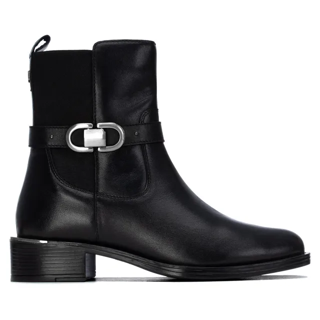 Carmela 16400801 bottines noir cuir talon bas