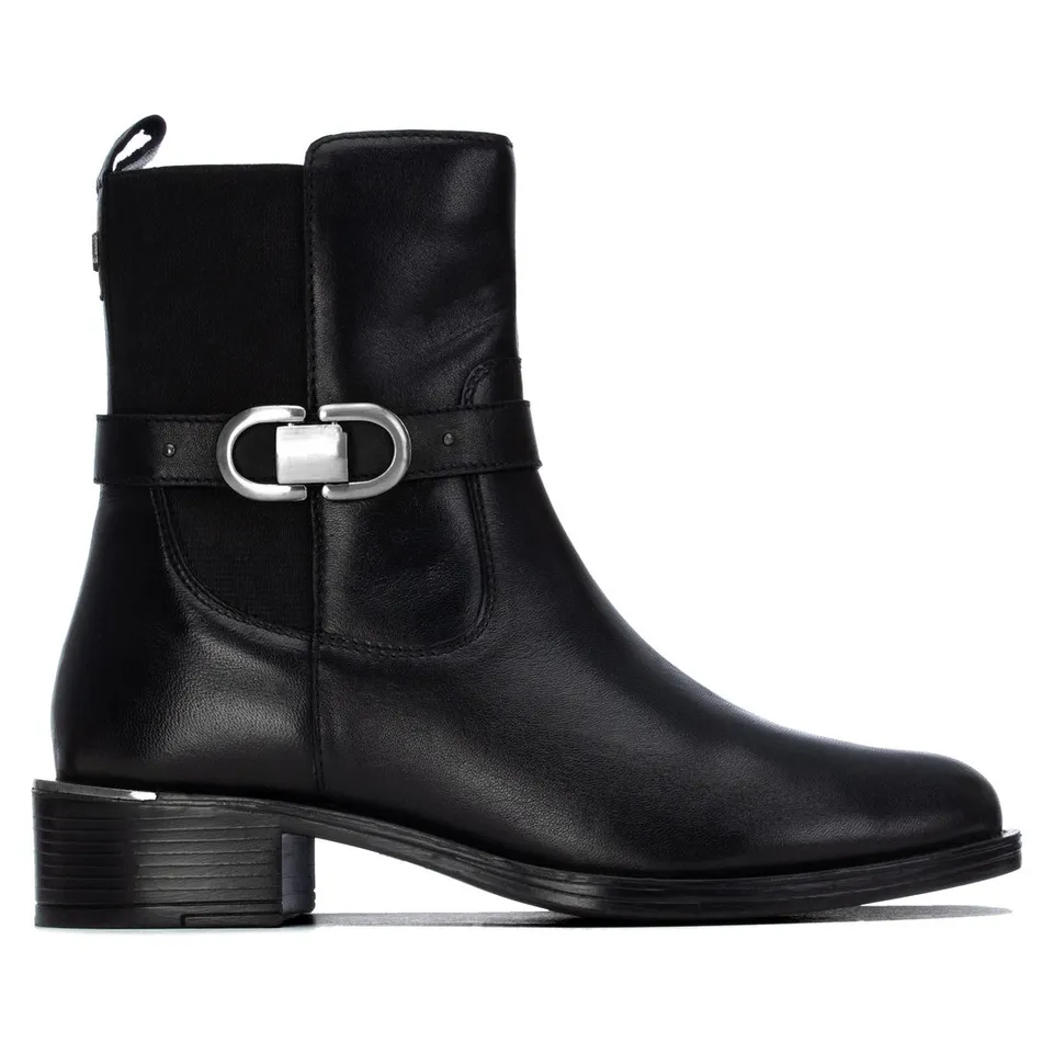 Carmela 16400801 bottines noir cuir talon bas