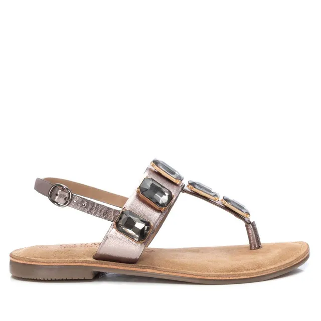 Carmela 16164402 sandale cuir gris talon plat