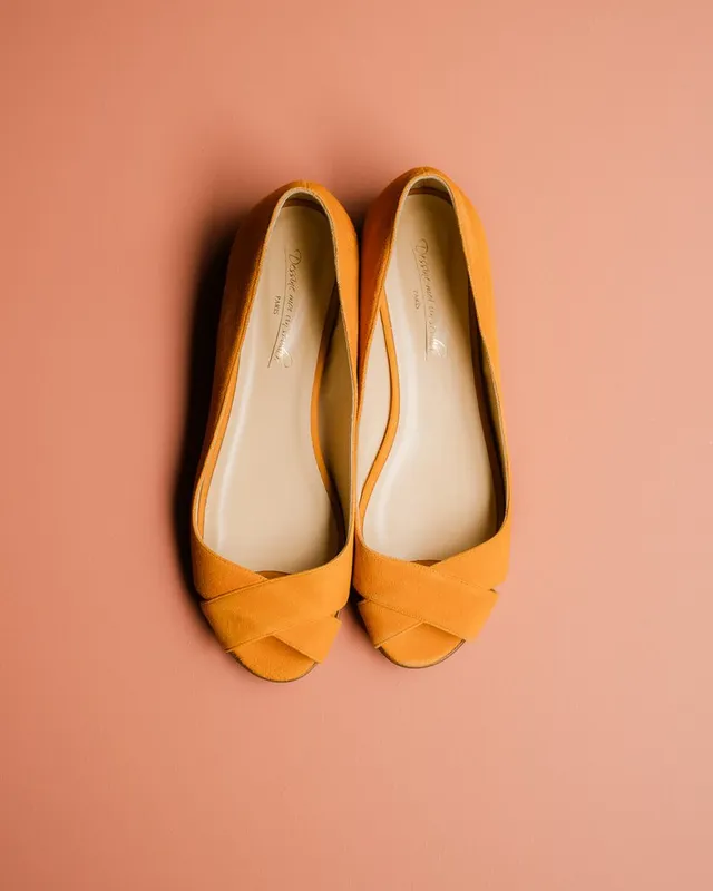 Dessine Moi Un Soulier Ballerines ouvertes velours orange