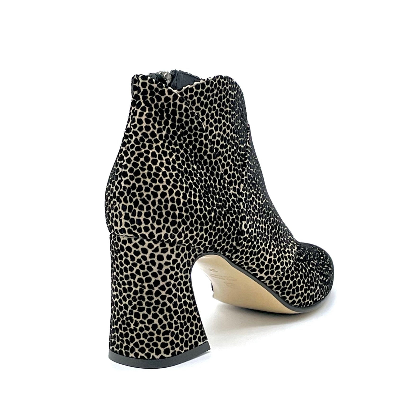 Elata 53543 bottines cuir imprimé crème noir talon 7,5 cm