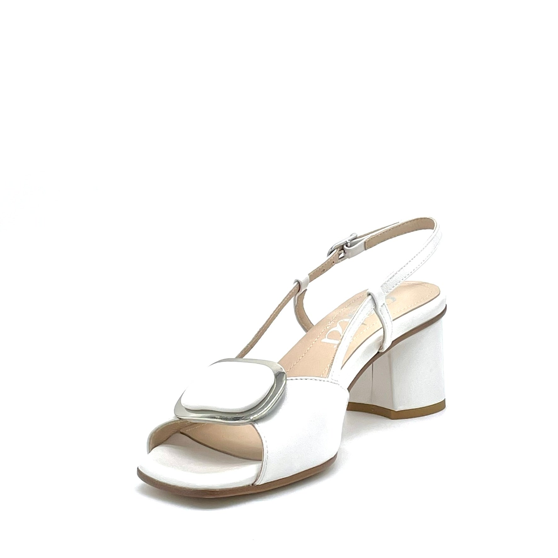 Elata 16136 sandale cuir blanc boucle acier 5,5 cm