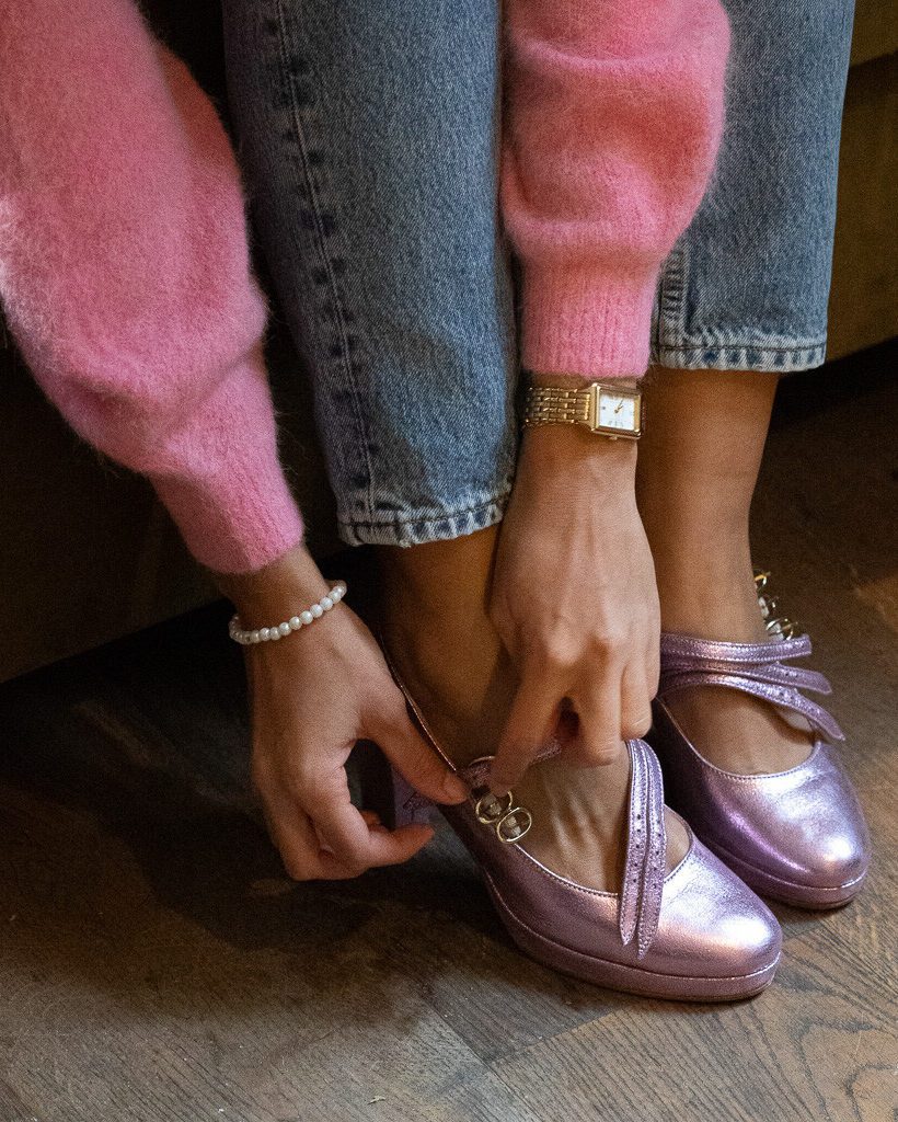 Dessine Moi Un Soulier Escarpin plateforme irisé lilas léger