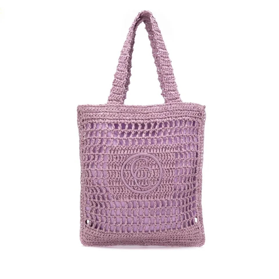 Carmela 18622403 sac raphia violet épaule