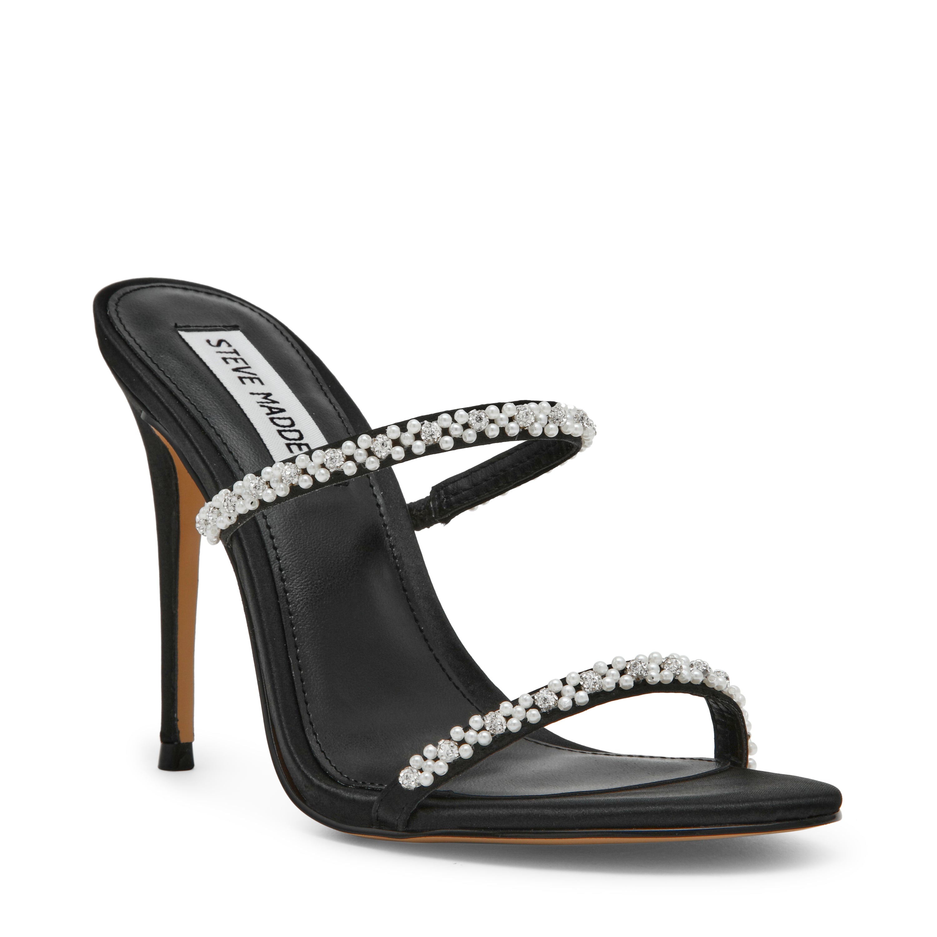 Steve Madden Bethani sandale noir satin talon 10 cm