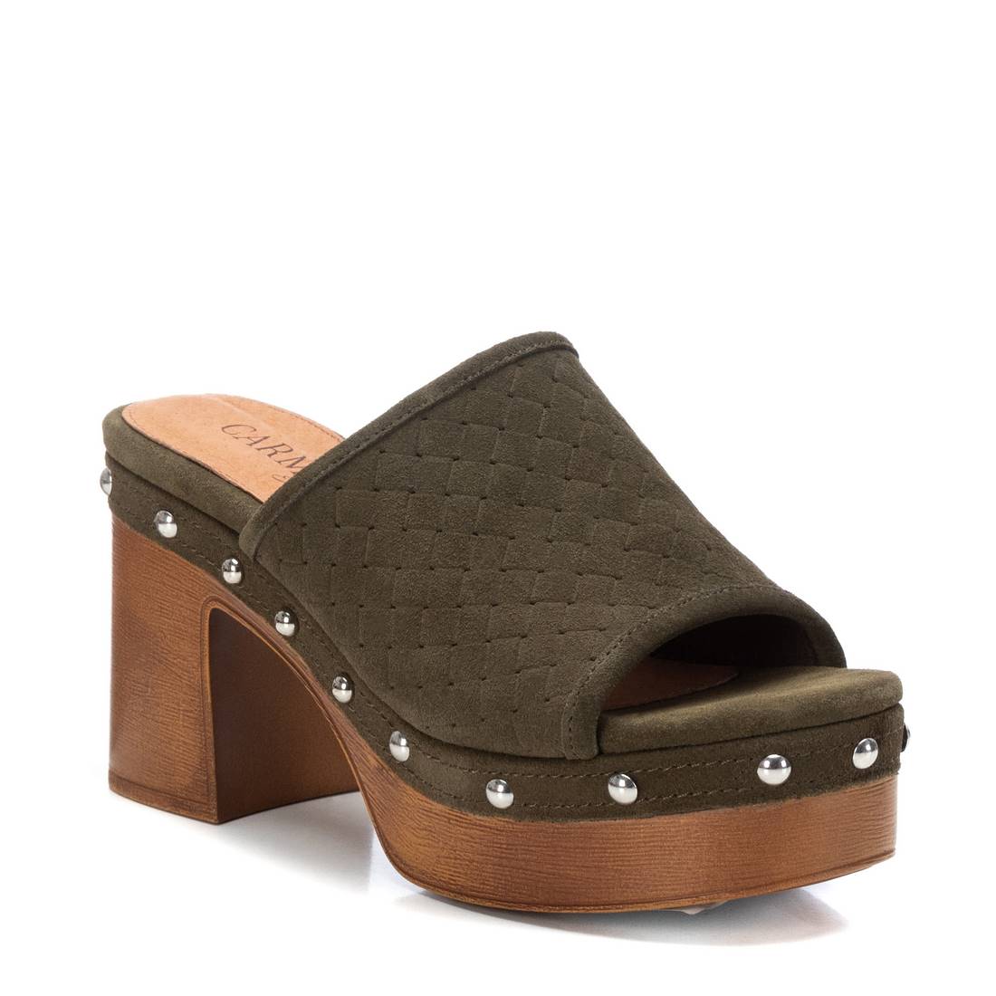 Carmela 16060504 sabot femme vert talon bois cuir