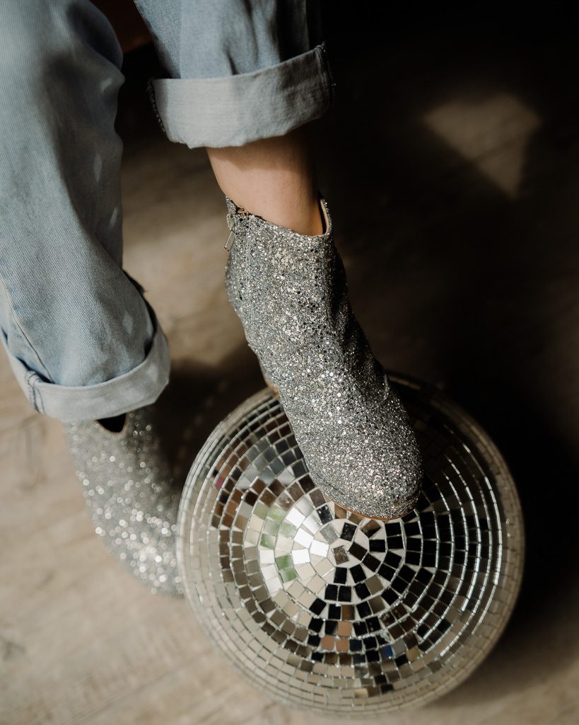 Dessine Moi Un Soulier bottine plateforme glitter argent