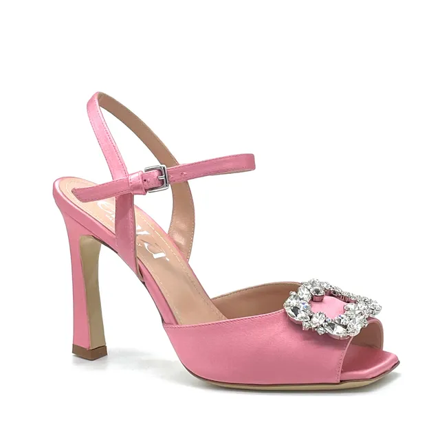 ELATA 12101_2 sandale satin rose bijou talon 9,5 cm