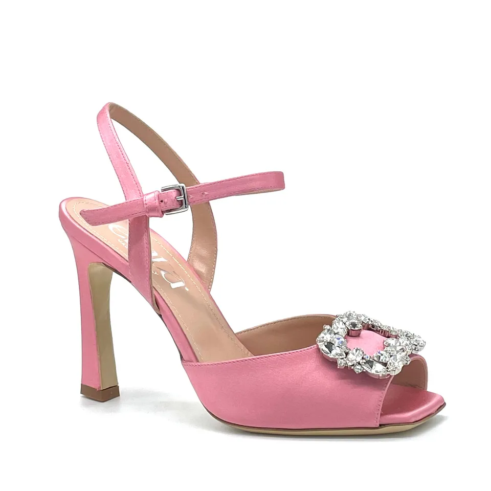 ELATA 12101_2 sandale satin rose bijou talon 9,5 cm
