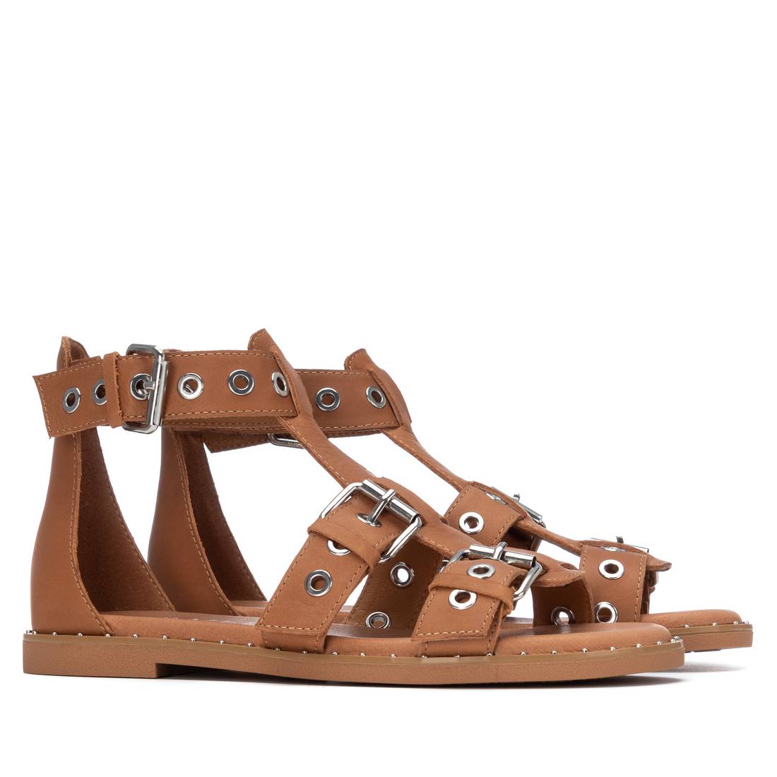 Carmela 16322003 sandales cuir camel plates