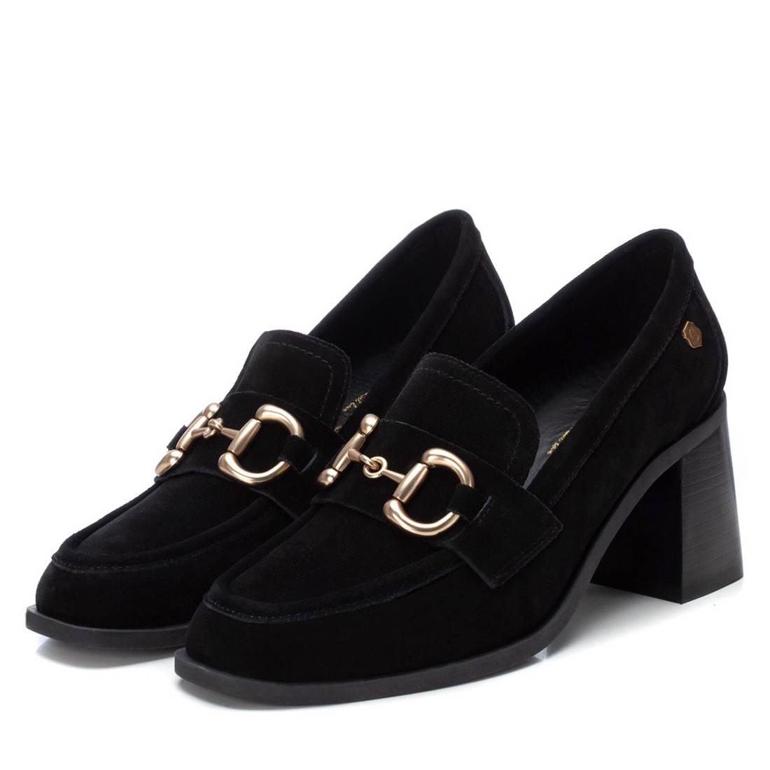 Carmela 16113804 mocassin femme cuir noir talon 7 cm