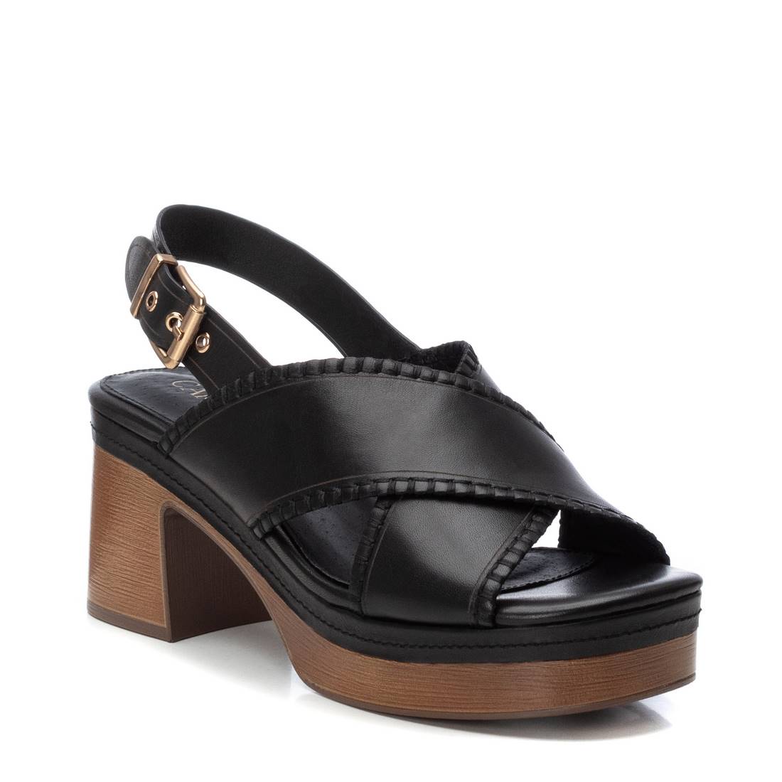 Carmela 16220902 sandales noir cuir talon compensé