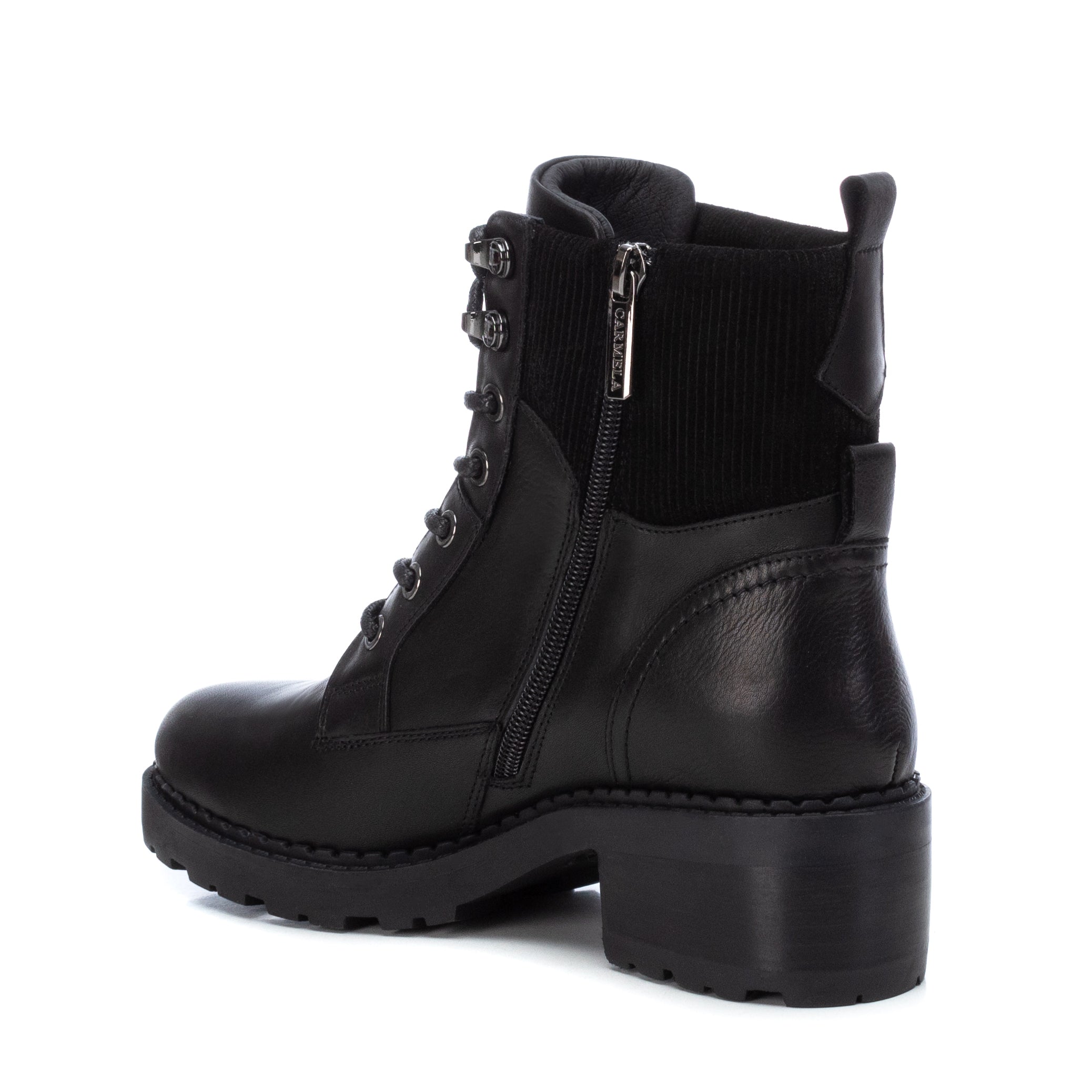 Carmela 16019901 bottines femme noir cuir plates lacets