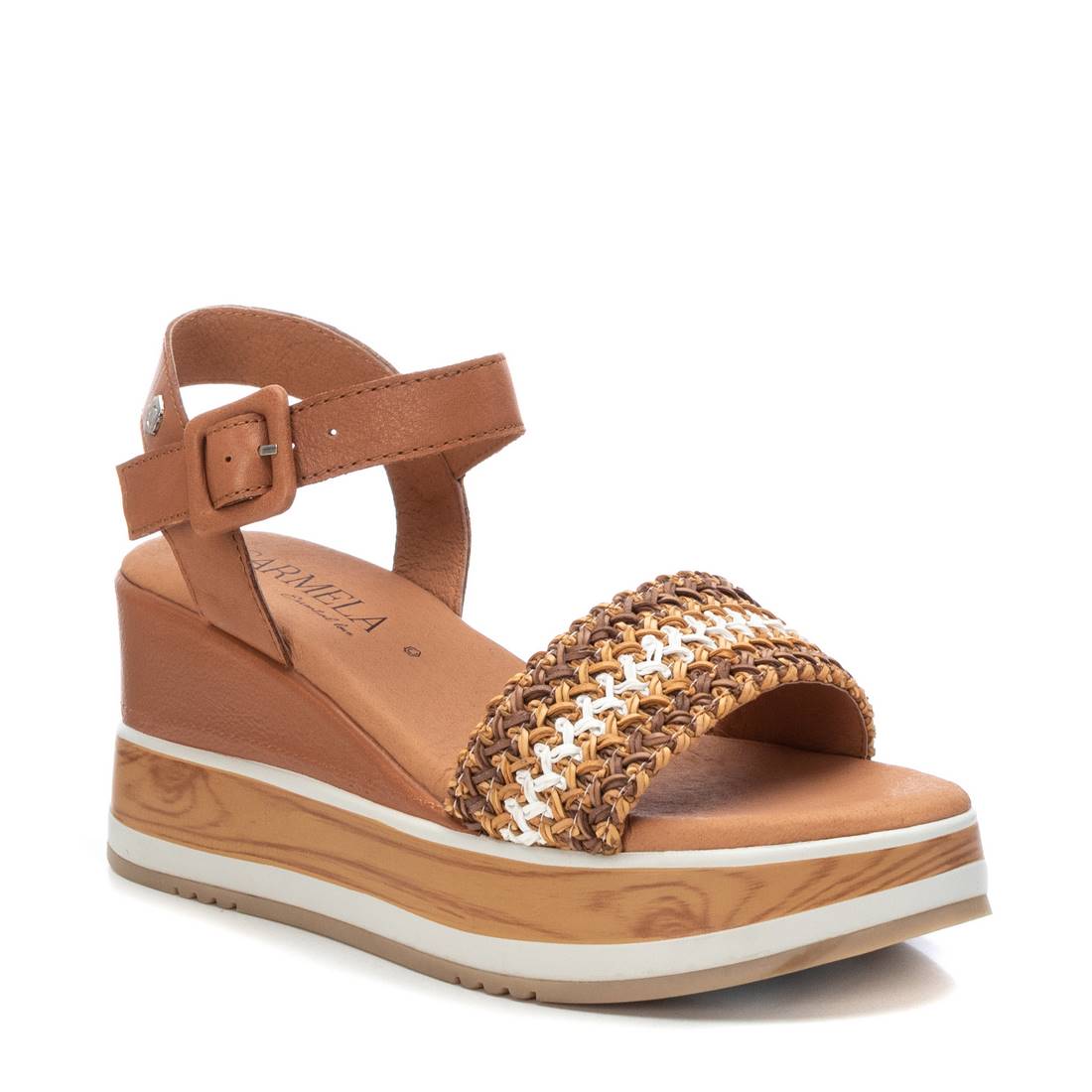 Carmela 16058901 sandale compensee marron raphia 8 cm