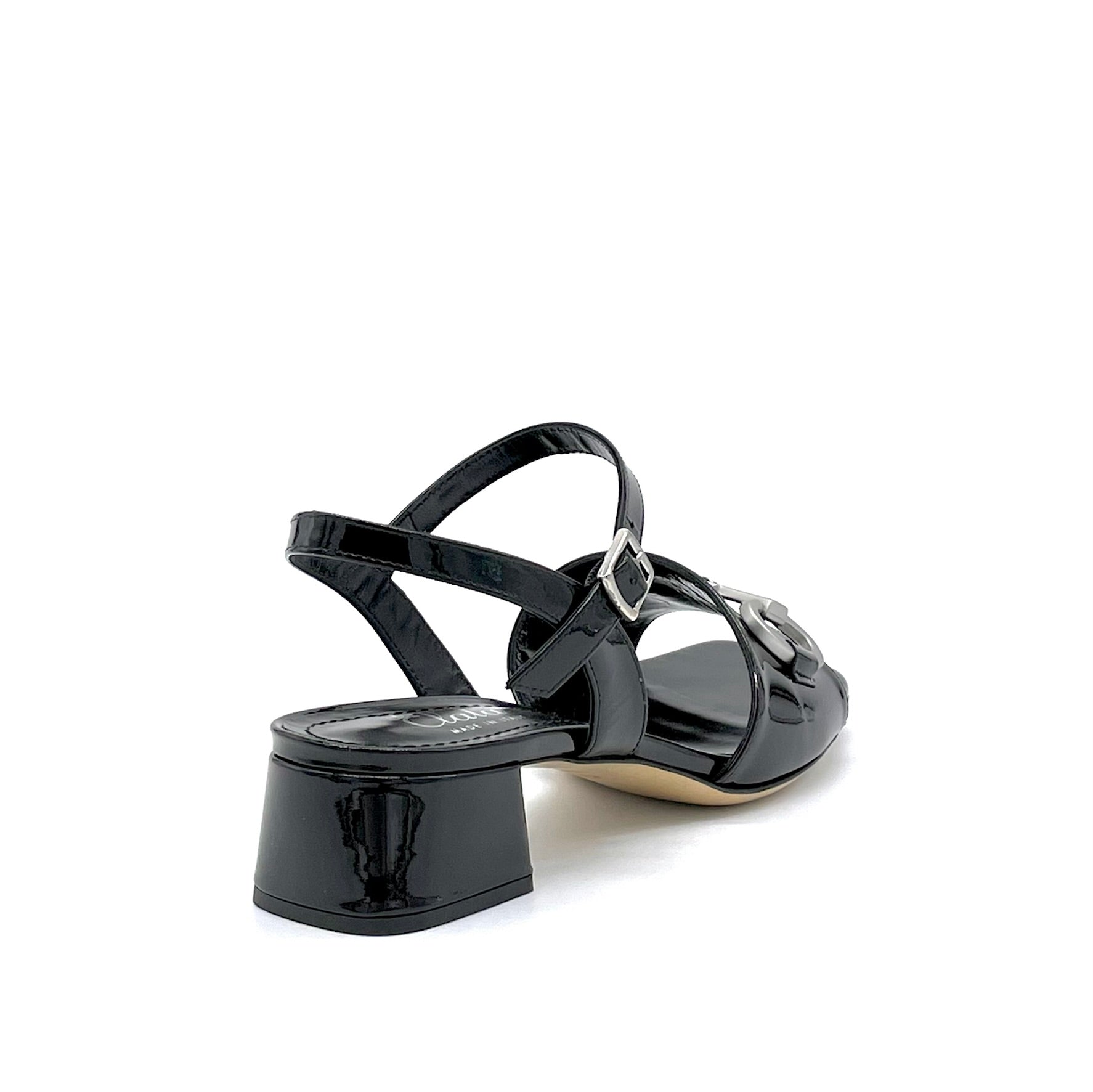 Elata 12130 sandale vernie noire talon 3,5 cm argent