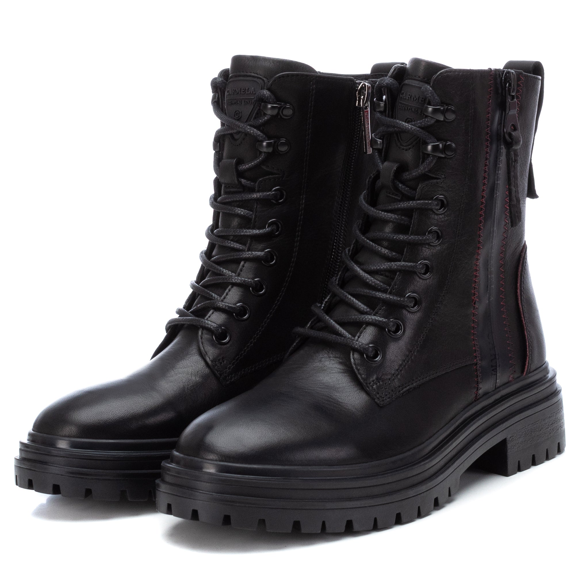 Carmela 16019601 bottines noir cuir militaires