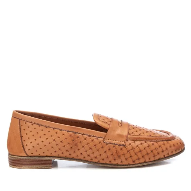 Carmela 16155801 mocassins cuir marron plats tressés