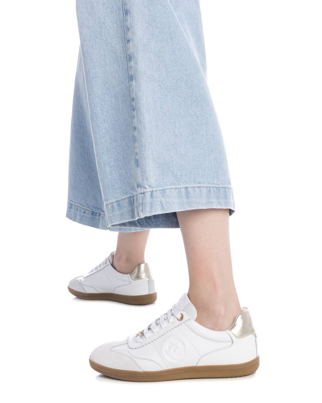 Carmela 16206004 basket cuir blanc lacets