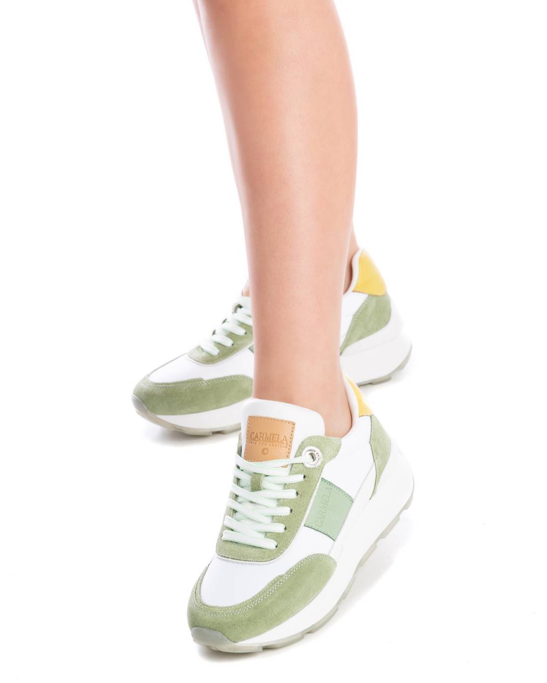 Carmela 16056004 baskets cuir vert lacets