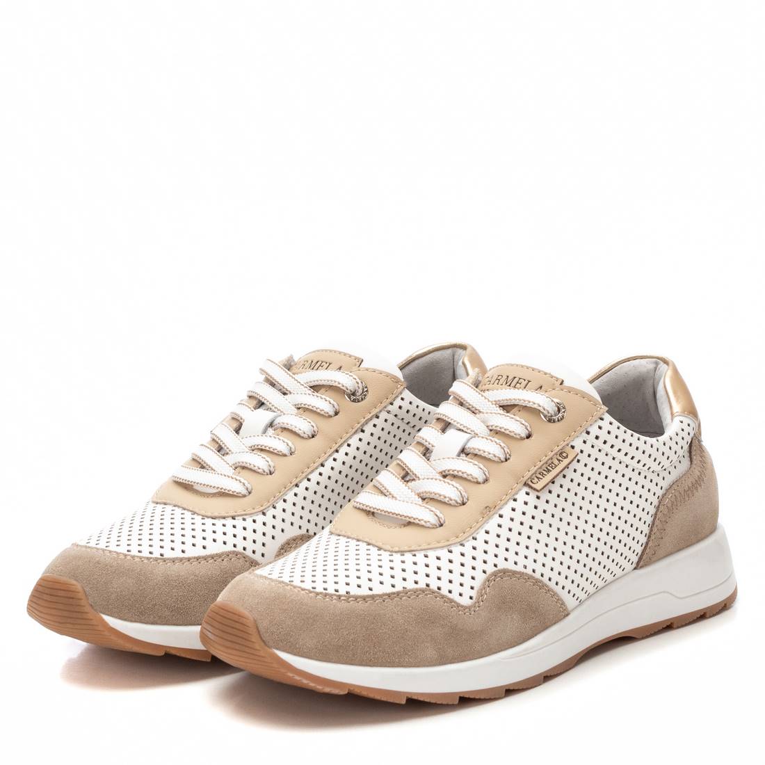 Carmela 16215102 sneaker cuir beige lacet