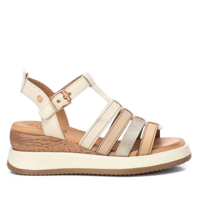 Carmela 16160702 sandale cuir blanc compensée