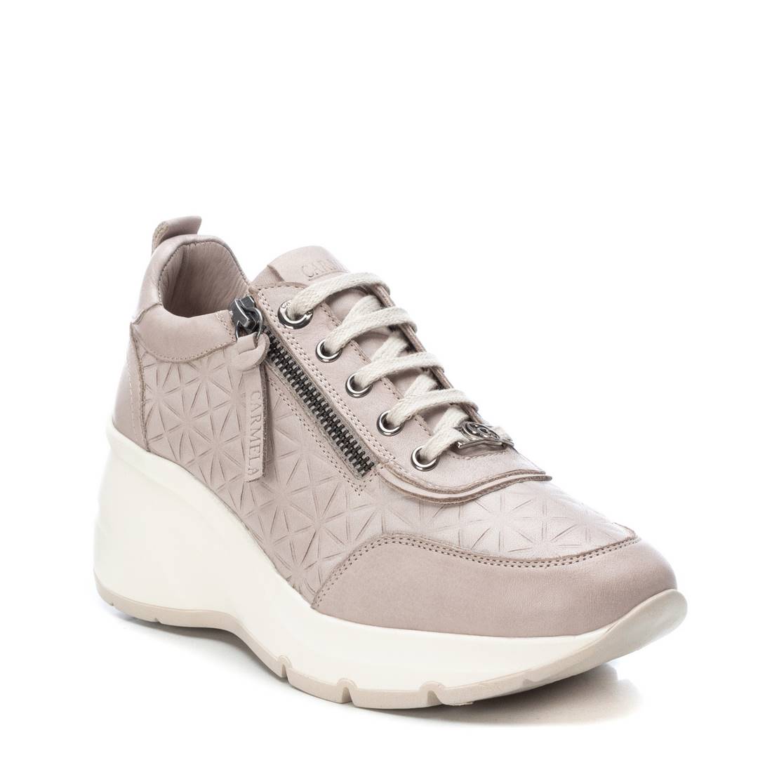 Carmela 16119902 baskets cuir blanc compensées zip