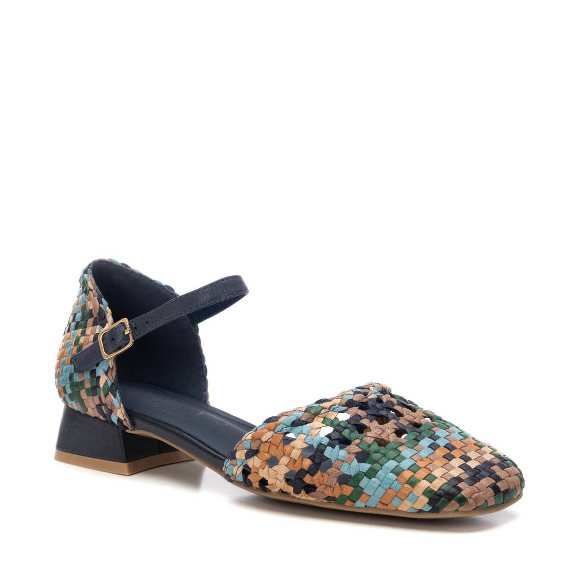 Carmela 16218703 ballerine femme bleue cuir tressée