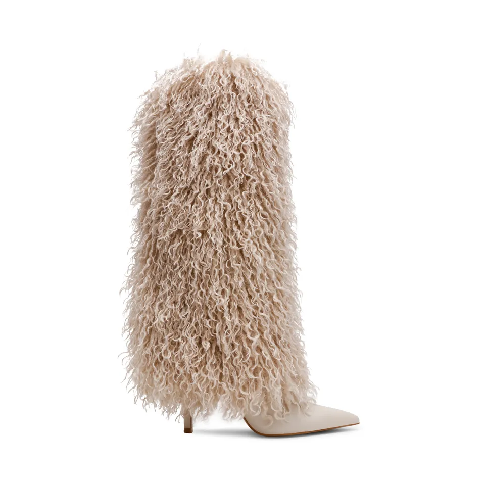 Steve Madden Icon Boot bottes tissu blanc cassé talon 8,5 cm