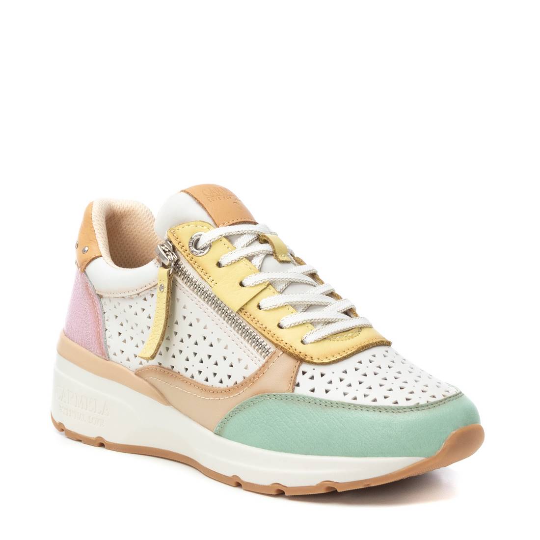 Carmela 16228105 basket cuir vert zip ajourée