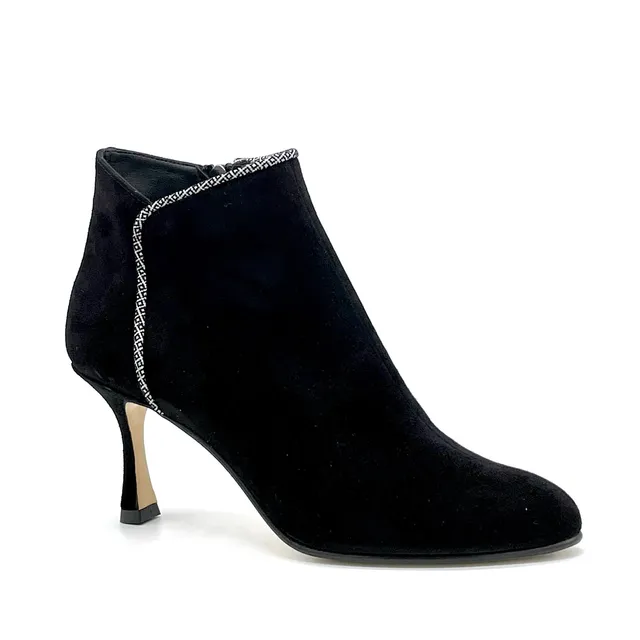 ELATA 54535 bottine daim noir imprimé talon 7,5 cm