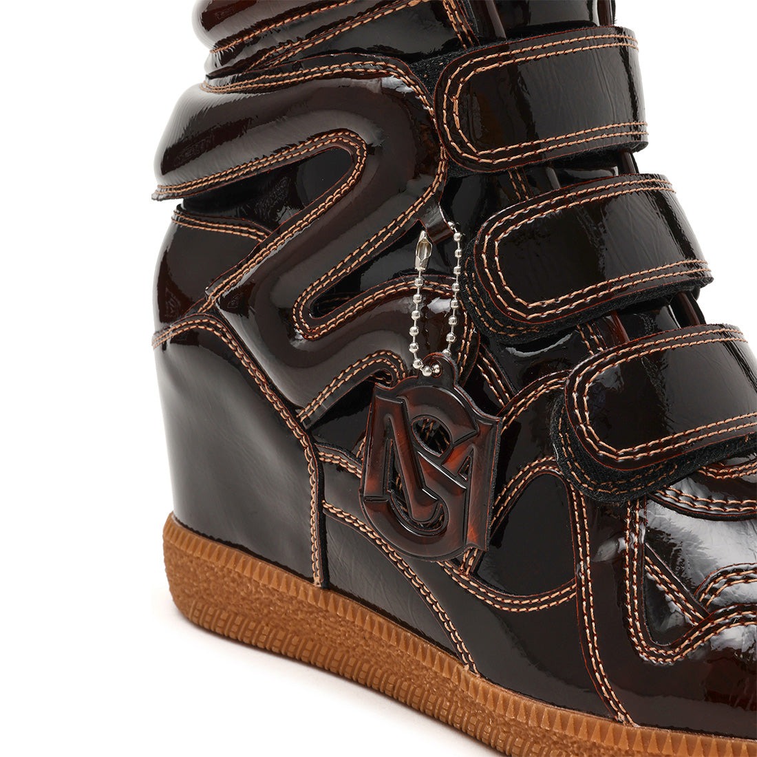 Steve Madden Mavis basket montante marron verni scratch
