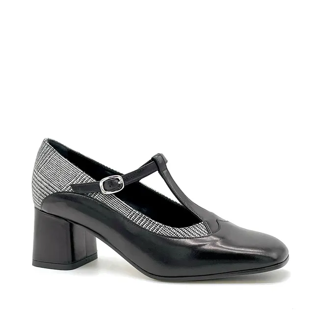 Elata 55519 escarpin T-bar prince-de-galles 5,5 cm
