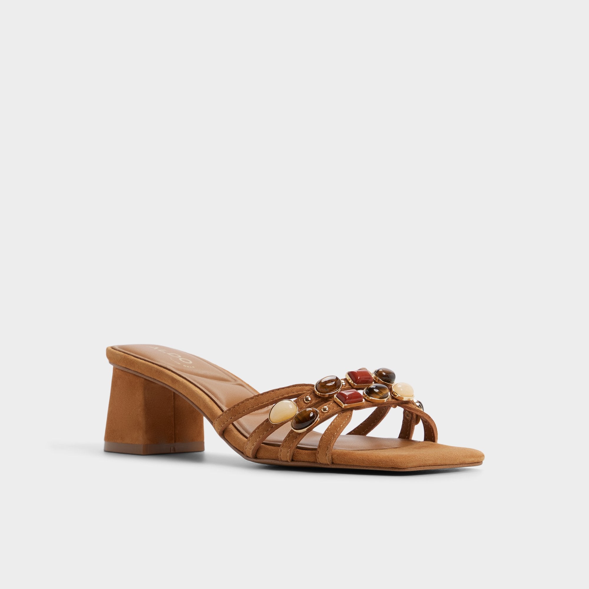 ALDO Jemstone mules talon bloc beige pierres