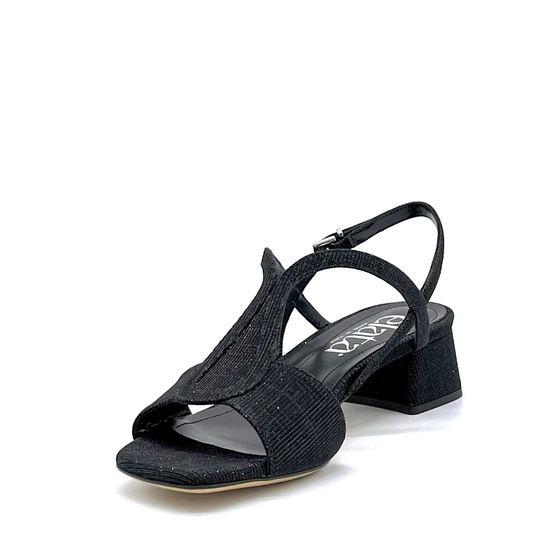ELATA 14129-1 sandales laminé noir talon 3,5 cm cuir