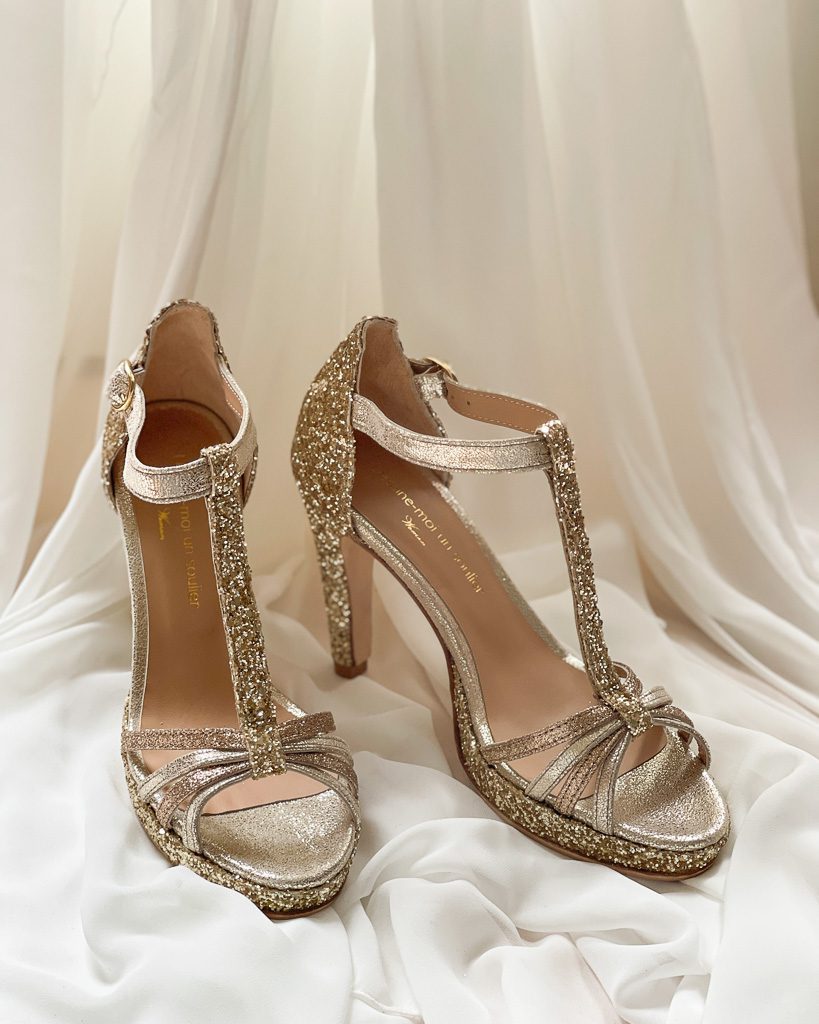 Dessine Moi Un Soulier Chloé plateforme sandale glitter champagne
