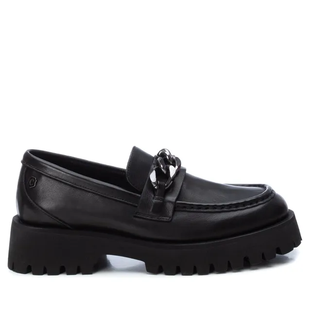 Carmela 16035801 mocassin femme cuir noir chaîne