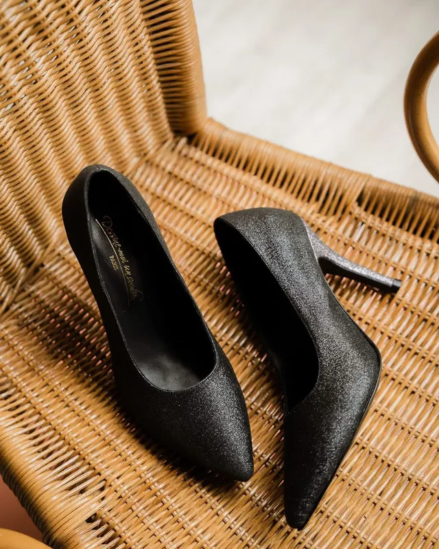 Dessine Moi Un Soulier escarpin pointu paillettes noir argent