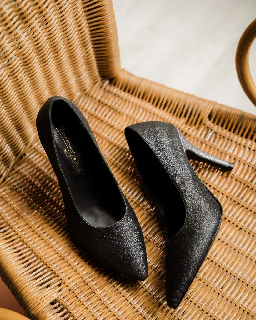 Dessine Moi Un Soulier escarpin pointu paillettes noir argent