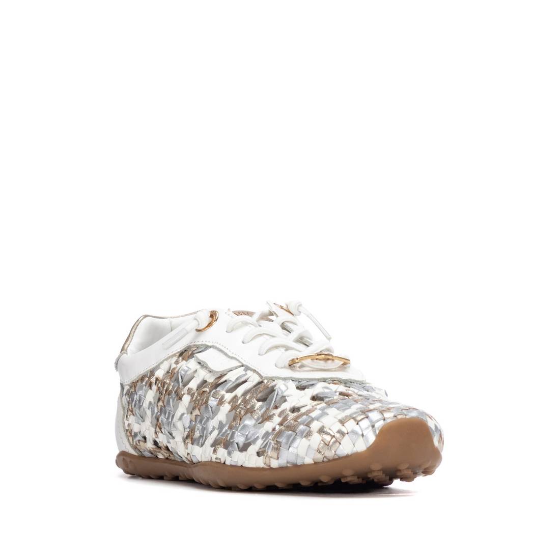 Carmela 16325905 baskets cuir blanc tressé