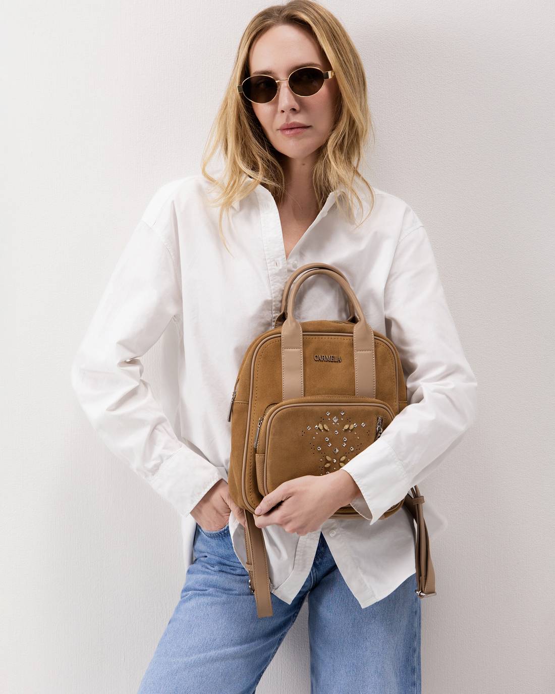 Carmela 18620602 sac à dos camel cuir véritable