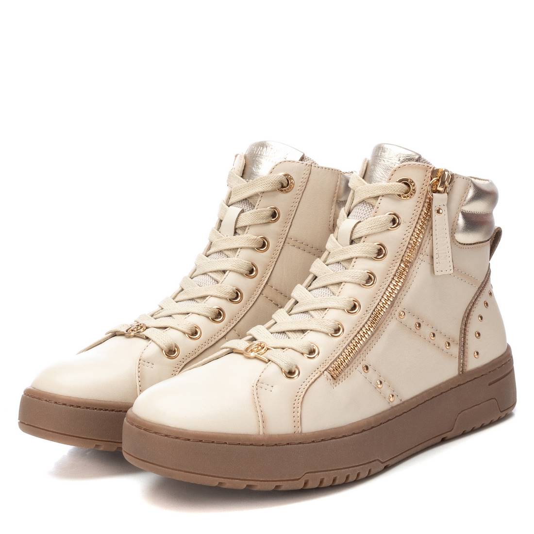 Carmela 16180504 bottines cuir blanc zip plat