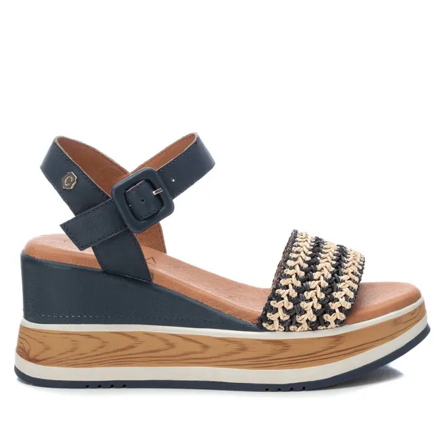 Carmela 16058903 sandale compensée cuir bleu 8 cm