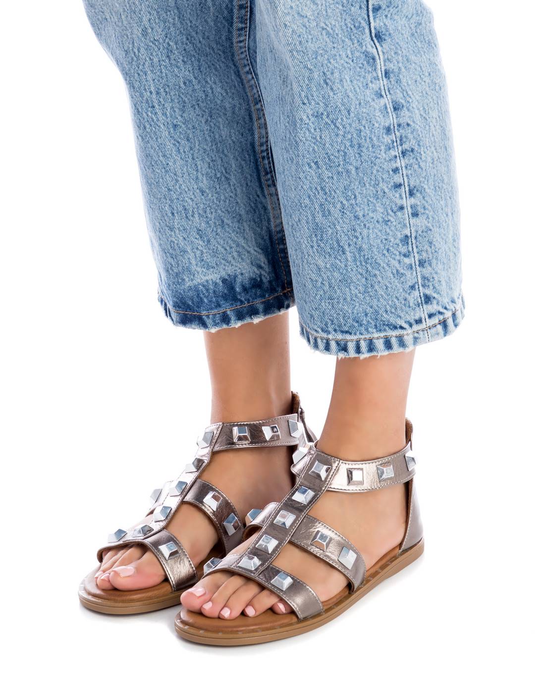 Carmela 16055401 sandale cuir gris cloutée