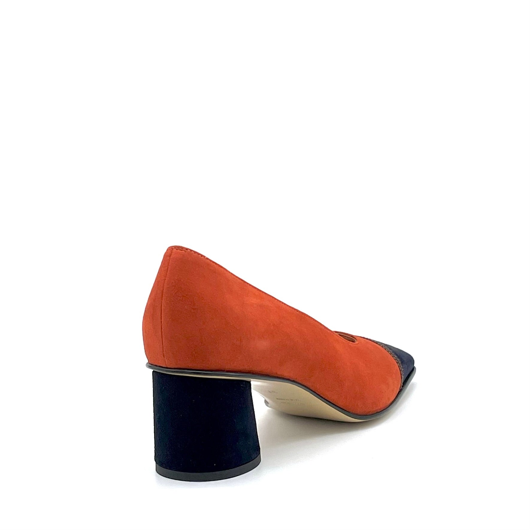 ELATA 54522 escarpins daim potiron bleu nœud marron